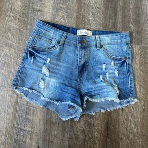 True Gypsy Women’s 7’s Shorts Cutoff Distressed Zipper Fly Denim Jean